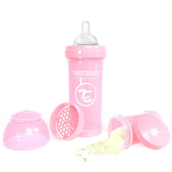 Twistshake Biberon anti-colique 260ml Rose pastel 2 mois+